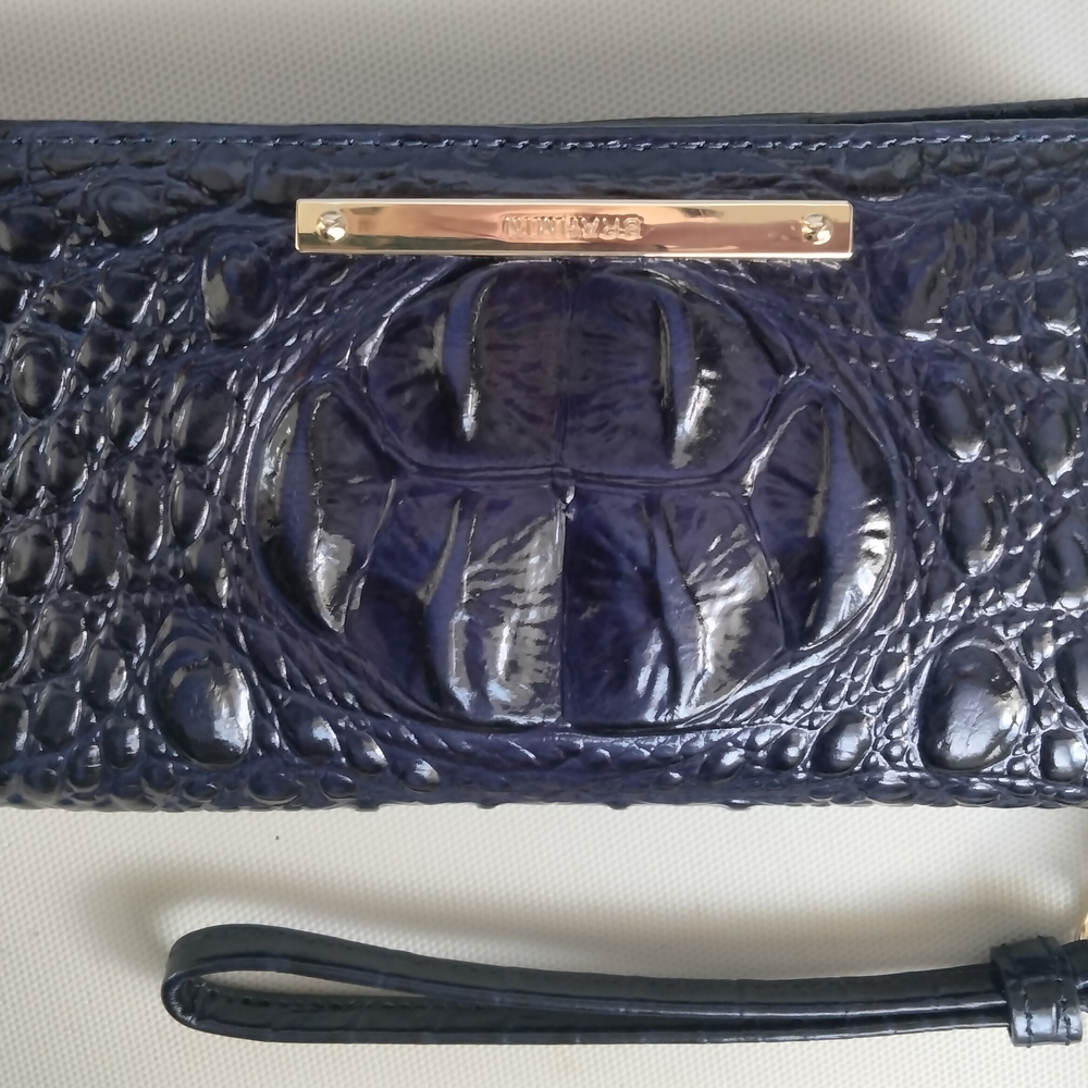 Brahmin Navy Blue "Debra" Crocodile Textured Clutch